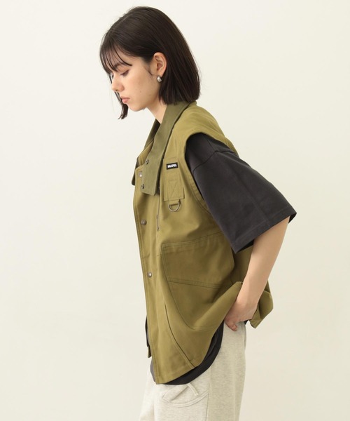 MILKFED.(ミルクフェド)の「DEFORMED COLLAR DUCK VEST(ベスト・レディース・ブラック/オリーブ/ライトピンク・ONE SIZE)」の20枚目の写真