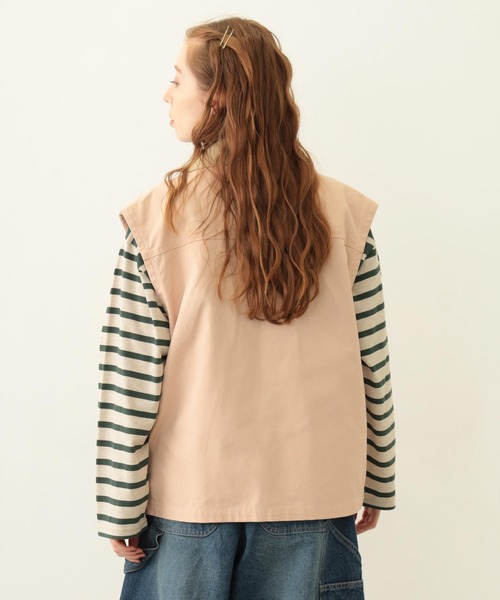 MILKFED.(ミルクフェド)の「DEFORMED COLLAR DUCK VEST(ベスト・レディース・ブラック/オリーブ/ライトピンク・ONE SIZE)」の7枚目の写真