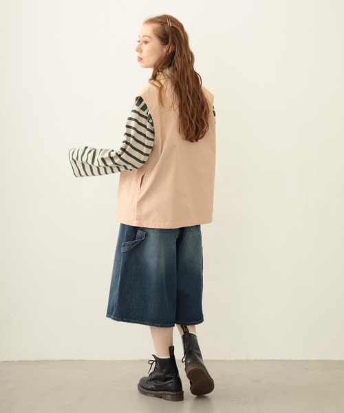 MILKFED.(ミルクフェド)の「DEFORMED COLLAR DUCK VEST(ベスト・レディース・ブラック/オリーブ/ライトピンク・ONE SIZE)」の11枚目の写真