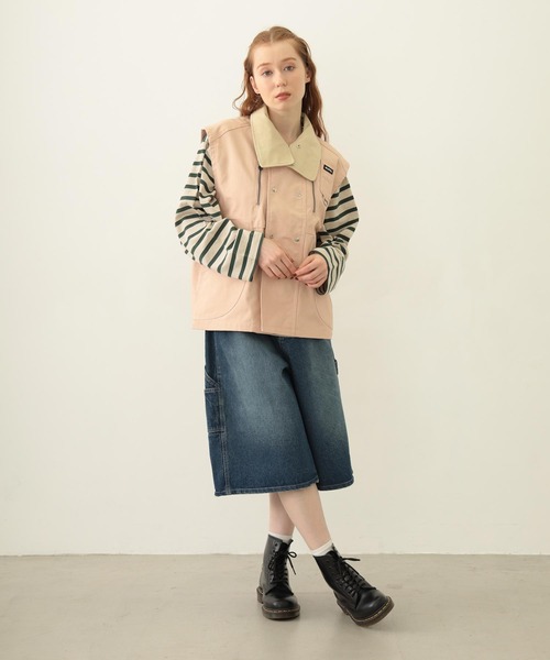 MILKFED.(ミルクフェド)の「DEFORMED COLLAR DUCK VEST(ベスト・レディース・ブラック/オリーブ/ライトピンク・ONE SIZE)」の12枚目の写真