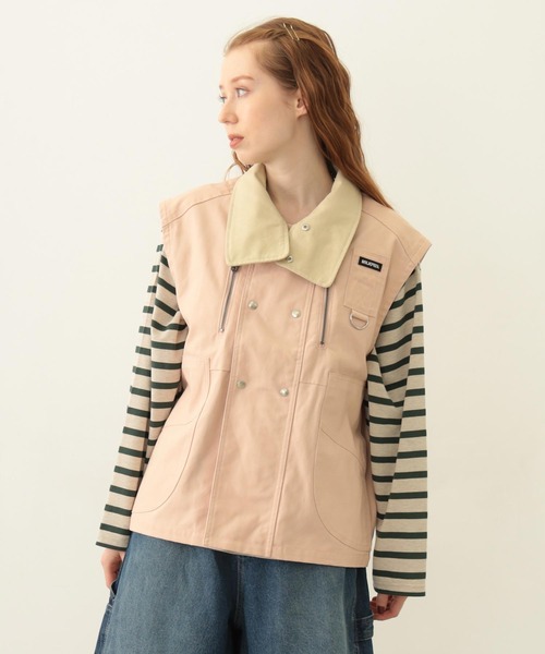 MILKFED.(ミルクフェド)の「DEFORMED COLLAR DUCK VEST(ベスト・レディース・ブラック/オリーブ/ライトピンク・ONE SIZE)」の4枚目の写真