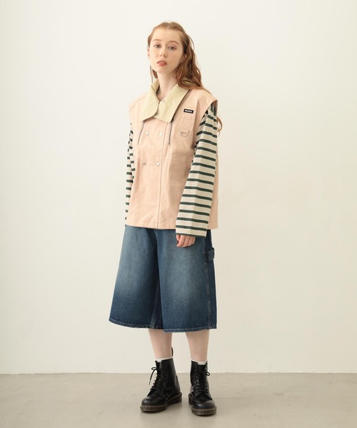 MILKFED.(ミルクフェド)の「DEFORMED COLLAR DUCK VEST(ベスト・レディース・ブラック/オリーブ/ライトピンク・ONE SIZE)」の13枚目の写真