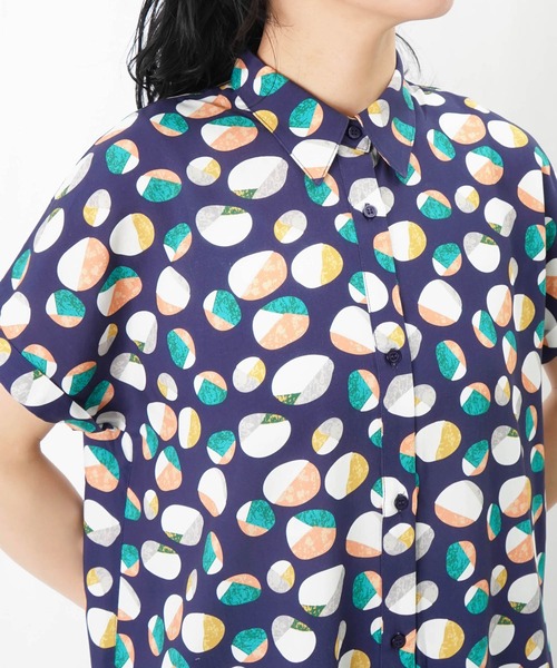 ブラウス シャツ LC/LLL プリントフレンチブラウス/柄プリントシャツ レディース セール】LC/LLL プリントフレンチブラウス/柄プリントシャツ