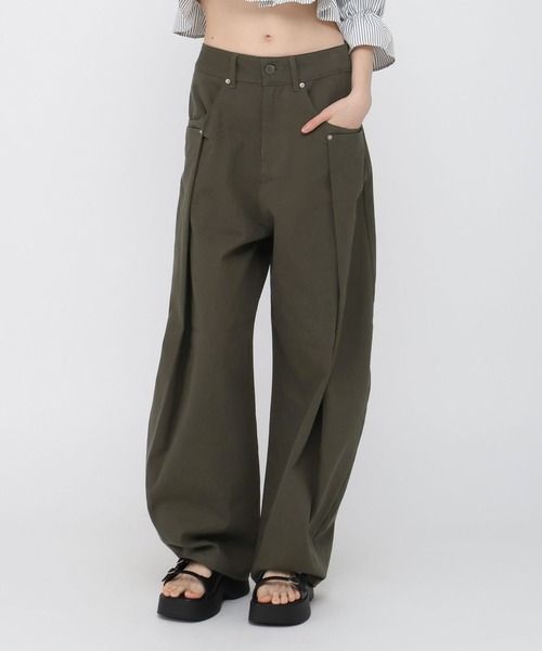 3.3 Field Trip （3.3フィールドトリップ）の「3.3 Field Trip／タックバルーンパンツ（カーゴパンツ・レディース・ブラウン/アイボリー/チャコール・SMALL/MEDIUM）」の2枚目の写真