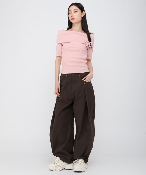 3.3 Field Trip （3.3フィールドトリップ）の「3.3 Field Trip／タックバルーンパンツ（カーゴパンツ・レディース・ブラウン/アイボリー/チャコール・SMALL/MEDIUM）」の5枚目の写真