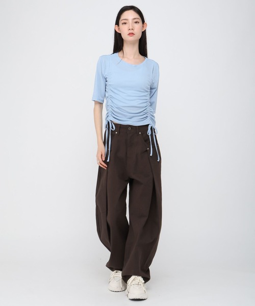 3.3 Field Trip （3.3フィールドトリップ）の「3.3 Field Trip／タックバルーンパンツ（カーゴパンツ・レディース・ブラウン/アイボリー/チャコール・SMALL/MEDIUM）」の8枚目の写真