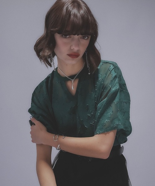 HARE - 美品 ハレ HARE ジャガードシャツ レディース F シアージャガードトップス(HARE)（Tシャツ/カットソー）｜HARE