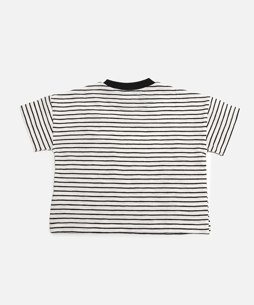 chil2（チルツー）の「綿100％ スラブ天竺ボーダー 半袖Tシャツ（Tシャツ/カットソー・キッズ・ホワイト/ピンク/モカ/ネイビー/イエロー/ブラック・80ｃｍ/90cm/100cm/110cm/120cm/130cm/140cm/150cm/160cm）」の12枚目の写真