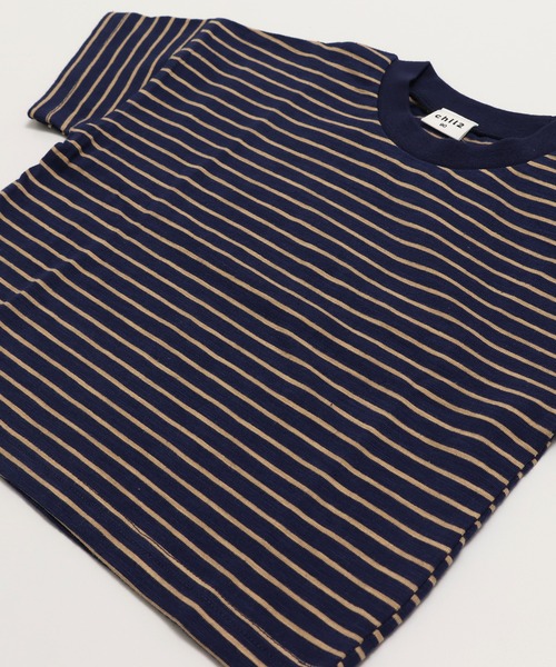 chil2（チルツー）の「綿100％ スラブ天竺ボーダー 半袖Tシャツ（Tシャツ/カットソー・キッズ・ホワイト/ピンク/モカ/ネイビー/イエロー/ブラック・80ｃｍ/90cm/100cm/110cm/120cm/130cm/140cm/150cm/160cm）」の21枚目の写真