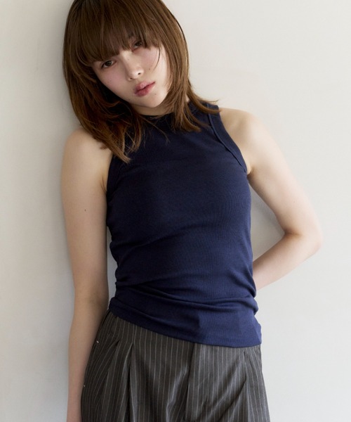 haek(ハク)の「american sleeve color rib tank top/アメスリカラーリブタンクトップ(タンクトップ・レディース・ネイビー/イエロー/レッド/グレー/ブラック/ライトブルー・FREE)」の4枚目の写真