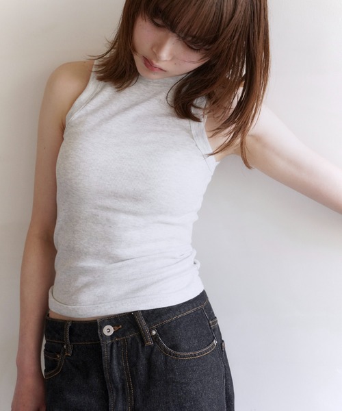 haek(ハク)の「american sleeve color rib tank top/アメスリカラーリブタンクトップ(タンクトップ・レディース・ネイビー/イエロー/レッド/グレー/ブラック/ライトブルー・FREE)」の2枚目の写真