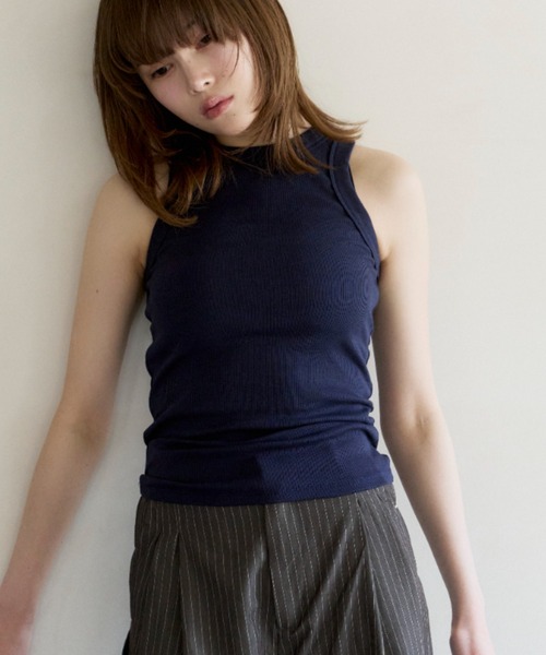haek(ハク)の「american sleeve color rib tank top/アメスリカラーリブタンクトップ(タンクトップ・レディース・ネイビー/イエロー/レッド/グレー/ブラック/ライトブルー・FREE)」の8枚目の写真