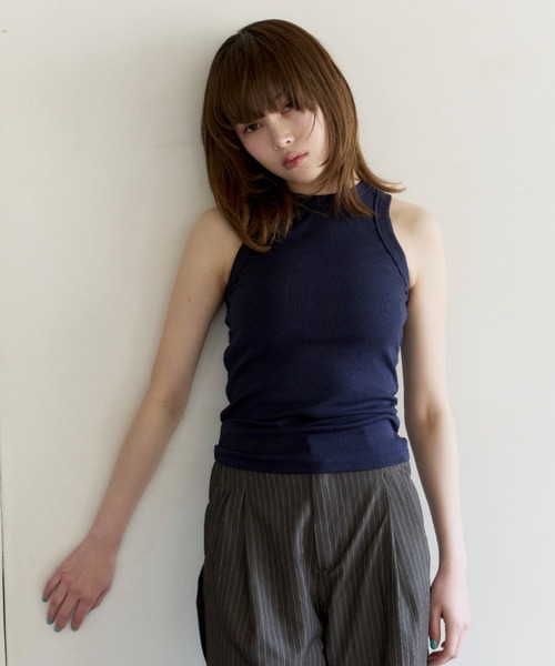 haek(ハク)の「american sleeve color rib tank top/アメスリカラーリブタンクトップ(タンクトップ・レディース・ネイビー/イエロー/レッド/グレー/ブラック/ライトブルー・FREE)」の9枚目の写真
