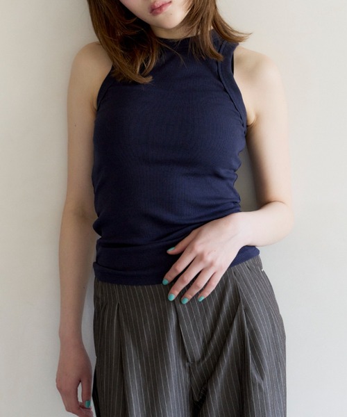 haek(ハク)の「american sleeve color rib tank top/アメスリカラーリブタンクトップ(タンクトップ・レディース・ネイビー/イエロー/レッド/グレー/ブラック/ライトブルー・FREE)」の7枚目の写真