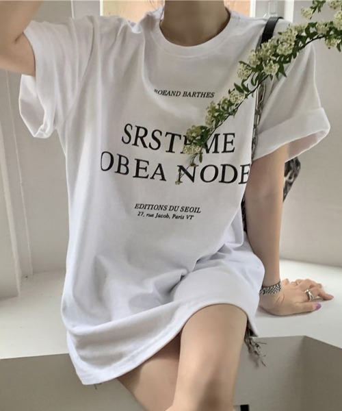 Miniministore（ミニミニストア）の「ロゴプリントTシャツ 半袖韓国風トップス（Tシャツ/カットソー・レディース・ブラック/ホワイト・L/M）」の12枚目の写真