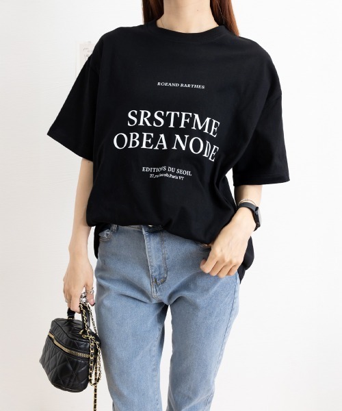 Miniministore（ミニミニストア）の「ロゴプリントTシャツ 半袖韓国風トップス（Tシャツ/カットソー・レディース・ブラック/ホワイト・L/M）」の15枚目の写真