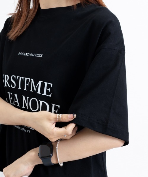Miniministore（ミニミニストア）の「ロゴプリントTシャツ 半袖韓国風トップス（Tシャツ/カットソー・レディース・ブラック/ホワイト・L/M）」の16枚目の写真
