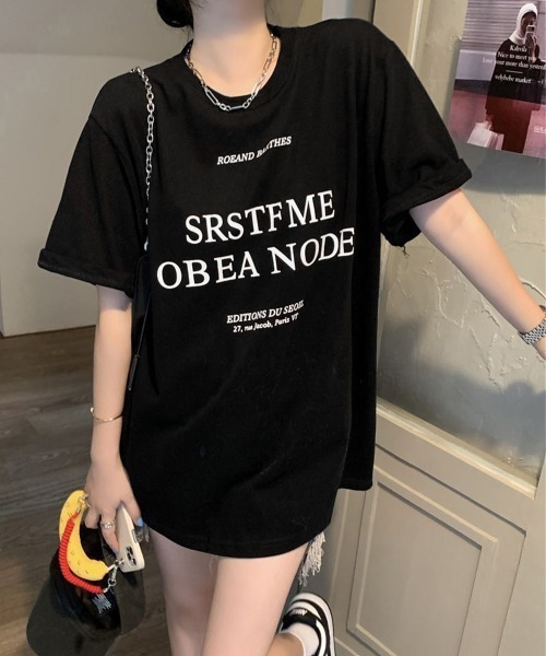 セール】ロゴプリントTシャツ 半袖韓国風トップス（Tシャツ