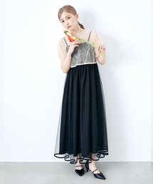 CELEN | 《2025新作》【オケージョンドレス/結婚式/お呼ばれ】2WAYレースボレロ付きチュールフレアドレス 2点セット(ドレス)