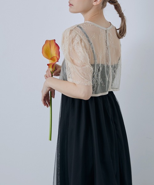 CELEN(セレン)の「【オケージョンドレス/結婚式/お呼ばれ】2WAYレースボレロ付きチュールフレアドレス 2点セット(ドレス・レディース・ベージュ/ブラック/グレー・FREE)」の13枚目の写真