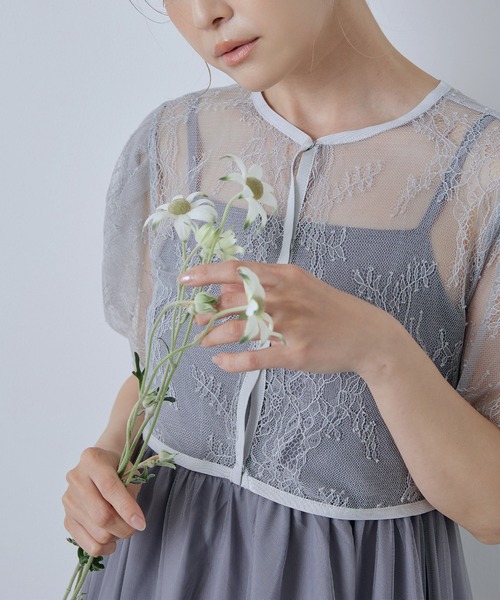 CELEN(セレン)の「【オケージョンドレス/結婚式/お呼ばれ】2WAYレースボレロ付きチュールフレアドレス 2点セット(ドレス・レディース・ベージュ/ブラック/グレー・FREE)」の12枚目の写真