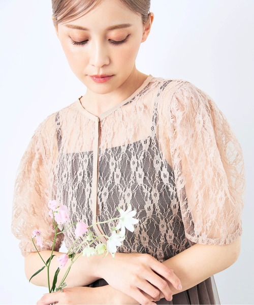 CELEN（セレン）の「《2025新作》【オケージョンドレス/結婚式/お呼ばれ】2WAYレースボレロ付きチュールフレアドレス 2点セット（ドレス・レディース・ベージュ/ブラック/グレー・FREE）」の6枚目の写真