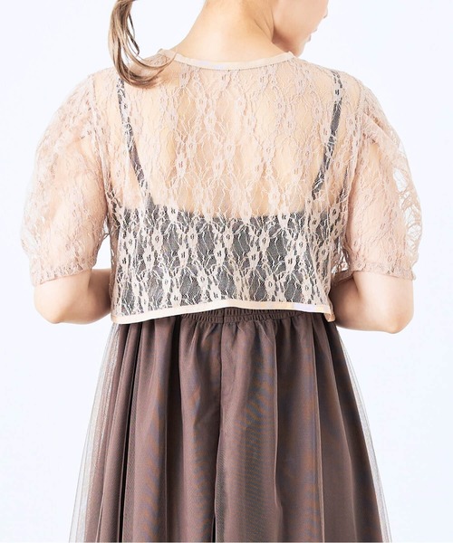 CELEN（セレン）の「《2025新作》【オケージョンドレス/結婚式/お呼ばれ】2WAYレースボレロ付きチュールフレアドレス 2点セット（ドレス・レディース・ベージュ/ブラック/グレー・FREE）」の8枚目の写真
