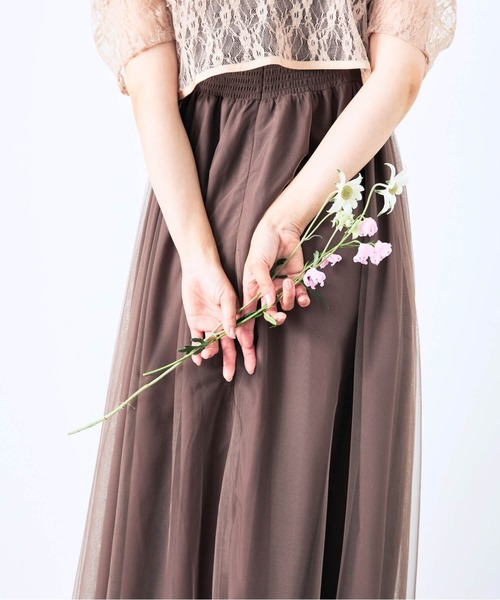 CELEN（セレン）の「《2025新作》【オケージョンドレス/結婚式/お呼ばれ】2WAYレースボレロ付きチュールフレアドレス 2点セット（ドレス・レディース・ベージュ/ブラック/グレー・FREE）」の10枚目の写真