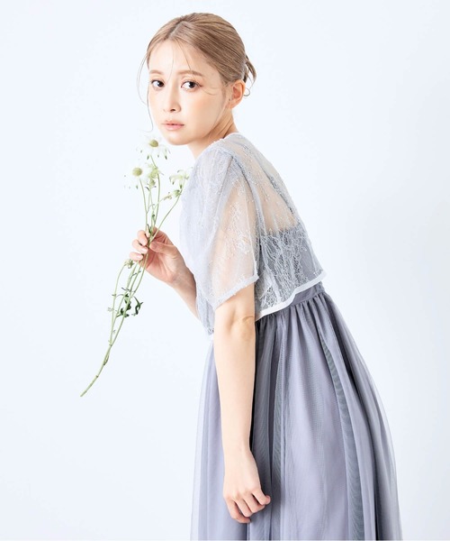 CELEN（セレン）の「《2025新作》【オケージョンドレス/結婚式/お呼ばれ】2WAYレースボレロ付きチュールフレアドレス 2点セット（ドレス・レディース・ベージュ/ブラック/グレー・FREE）」の14枚目の写真
