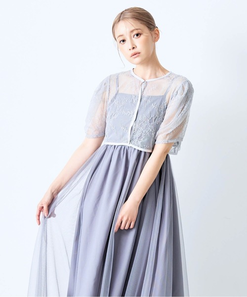 CELEN（セレン）の「《2025新作》【オケージョンドレス/結婚式/お呼ばれ】2WAYレースボレロ付きチュールフレアドレス 2点セット（ドレス・レディース・ベージュ/ブラック/グレー・FREE）」の19枚目の写真