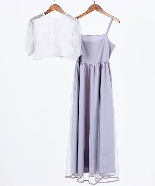 CELEN(セレン)の「【オケージョンドレス/結婚式/お呼ばれ】2WAYレースボレロ付きチュールフレアドレス 2点セット(ドレス・レディース・ベージュ/ブラック/グレー・FREE)」の5枚目の写真