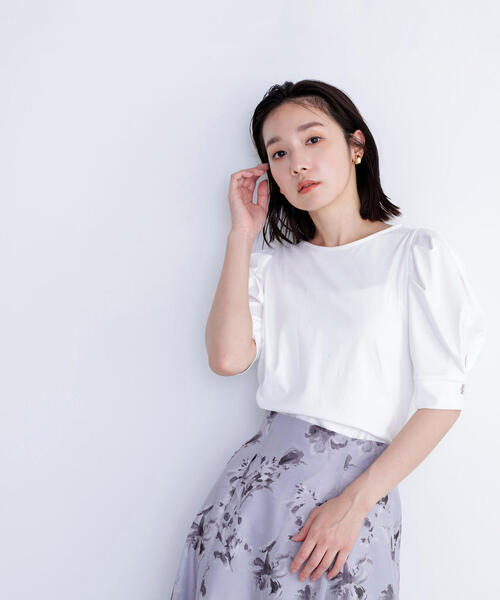 最終値下げ★美品　BLAMINK パフスリーブ　カットソー SALE】オハートネックパフスリーブカットソープルオーバー