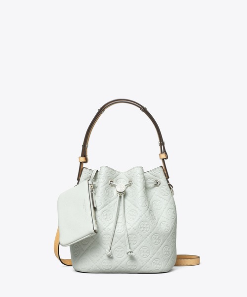 TORY BURCH(トリーバーチ)の「Tモノグラム ペブル バケットバッグ(ショルダーバッグ・レディース・ライトグレー/サンドベージュ/ホワイト・ONE SIZE)」の7枚目の写真