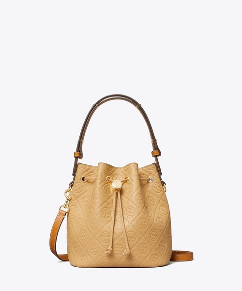 TORY BURCH(トリーバーチ)の「Tモノグラム ペブル バケットバッグ(ショルダーバッグ・レディース・ライトグレー/サンドベージュ/ホワイト・ONE SIZE)」の9枚目の写真
