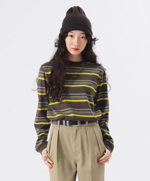 BEAMS BOY（ビームスボーイ）の「【2/5再値下げ】ボーイ エンブロイダリー ボーダー ロングスリーブ Tシャツ（Tシャツ/カットソー・レディース・ホワイト系その他7/オリーブ/ネイビー・1/2/3）」の16枚目の写真