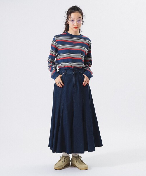 ボーイ エンブロイダリー ボーダー ロングスリーブ Tシャツ（T