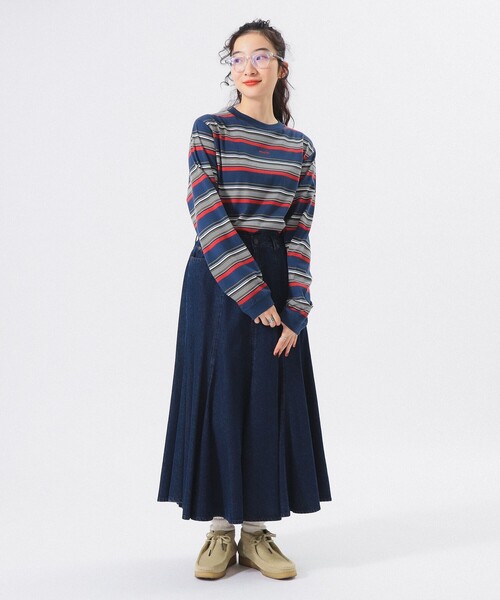 BEAMS BOY（ビームスボーイ）の「【2/5再値下げ】ボーイ エンブロイダリー ボーダー ロングスリーブ Tシャツ（Tシャツ/カットソー・レディース・ホワイト系その他7/オリーブ/ネイビー・1/2/3）」の18枚目の写真