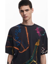 Desigual（デシグアル）の「フラワーラインアート半袖Tシャツ（Tシャツ/カットソー・メンズ）」