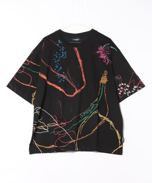 フラワーラインアート半袖Tシャツ（Tシャツ/カットソー