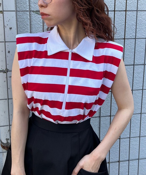 Narcissus ナルシス ボーダージップノースリ Narcissus ナルシス ボーダージップノースリ