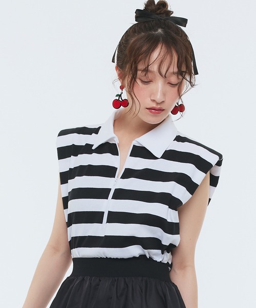 Narcissus ナルシス ボーダージップノースリ Narcissus ナルシス ボーダージップノースリ