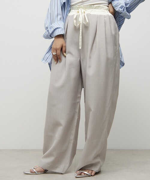 Firsthand(ファーストハンド)の「Firsthand/ファーストハンド 機能性素材 リネンライク バイカラー イージーパンツ / ウォッシャブル / 接触冷感(その他パンツ・レディース・ベージュ/ブラック/ブルーグリーン・MEDIUM/SMALL)」の3枚目の写真