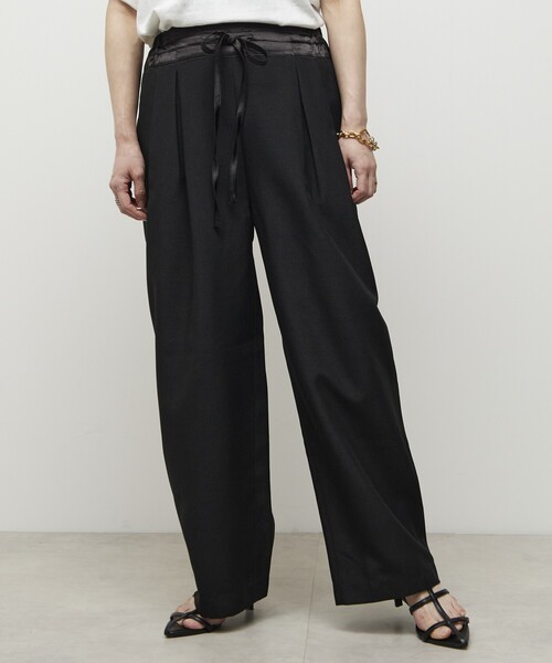 Firsthand(ファーストハンド)の「Firsthand/ファーストハンド 機能性素材 リネンライク バイカラー イージーパンツ / ウォッシャブル / 接触冷感(その他パンツ・レディース・ベージュ/ブラック/ブルーグリーン・MEDIUM/SMALL)」の5枚目の写真