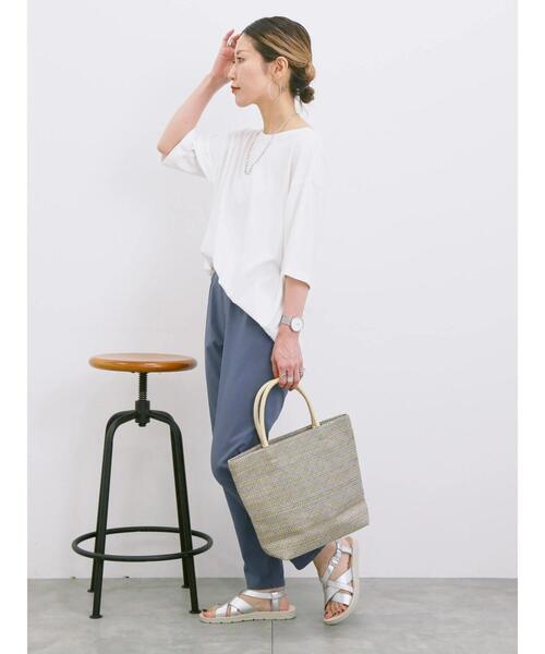 Samansa Mos2 blue(サマンサモスモスブルー)の「◎【接触冷感】バックリボンTシャツ(Tシャツ/カットソー・レディース・チャコールグレー/オフホワイト/サックスブルー・F)」の22枚目の写真