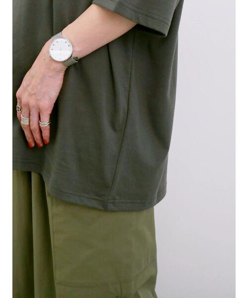 Samansa Mos2 blue(サマンサモスモスブルー)の「◎【接触冷感】バックリボンTシャツ(Tシャツ/カットソー・レディース・チャコールグレー/オフホワイト/サックスブルー・F)」の9枚目の写真