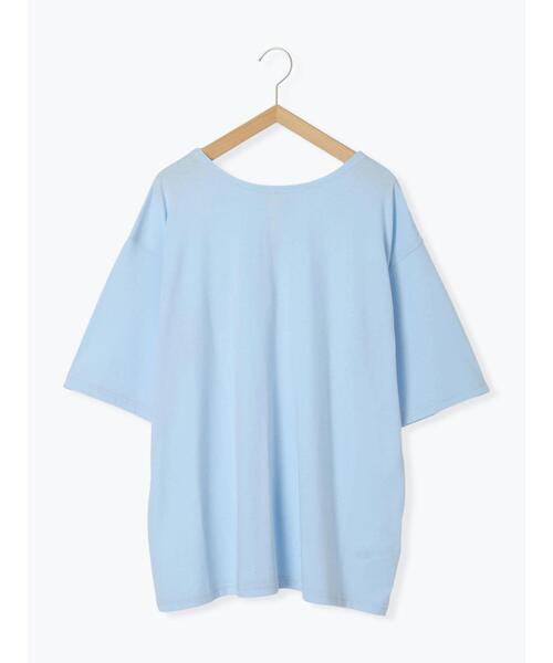 Samansa Mos2 blue(サマンサモスモスブルー)の「◎【接触冷感】バックリボンTシャツ(Tシャツ/カットソー・レディース・チャコールグレー/オフホワイト/サックスブルー・F)」の16枚目の写真