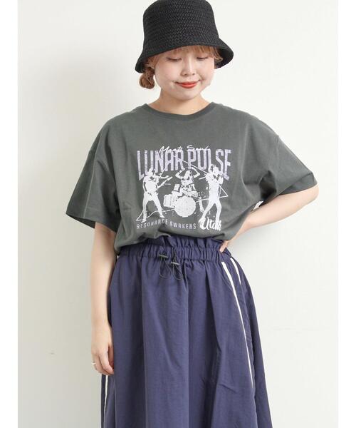 SM2（エスエムツー）の「[接触冷感]バンドモチーフアソートプリントTシャツ（Tシャツ/カットソー・レディース・グレー/チャコールグレー/サックスブルー/オフホワイト・F）」の8枚目の写真