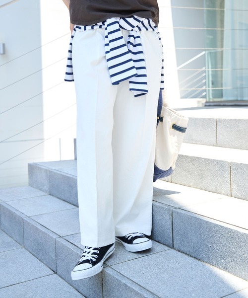 MICA&DEAL（マイカ＆ディール）の「麻混チノワイドパンツ〈2サイズ展開〉（チノパンツ・レディース・オフホワイト/ベージュ・34/36/38）」の2枚目の写真