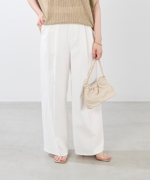 MICA&DEAL（マイカ＆ディール）の「麻混チノワイドパンツ〈2サイズ展開〉（チノパンツ・レディース・オフホワイト/ベージュ・34/36/38）」の3枚目の写真