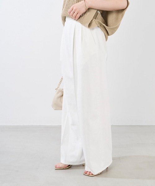 MICA&DEAL（マイカ＆ディール）の「麻混チノワイドパンツ〈2サイズ展開〉（チノパンツ・レディース・オフホワイト/ベージュ・34/36/38）」の8枚目の写真